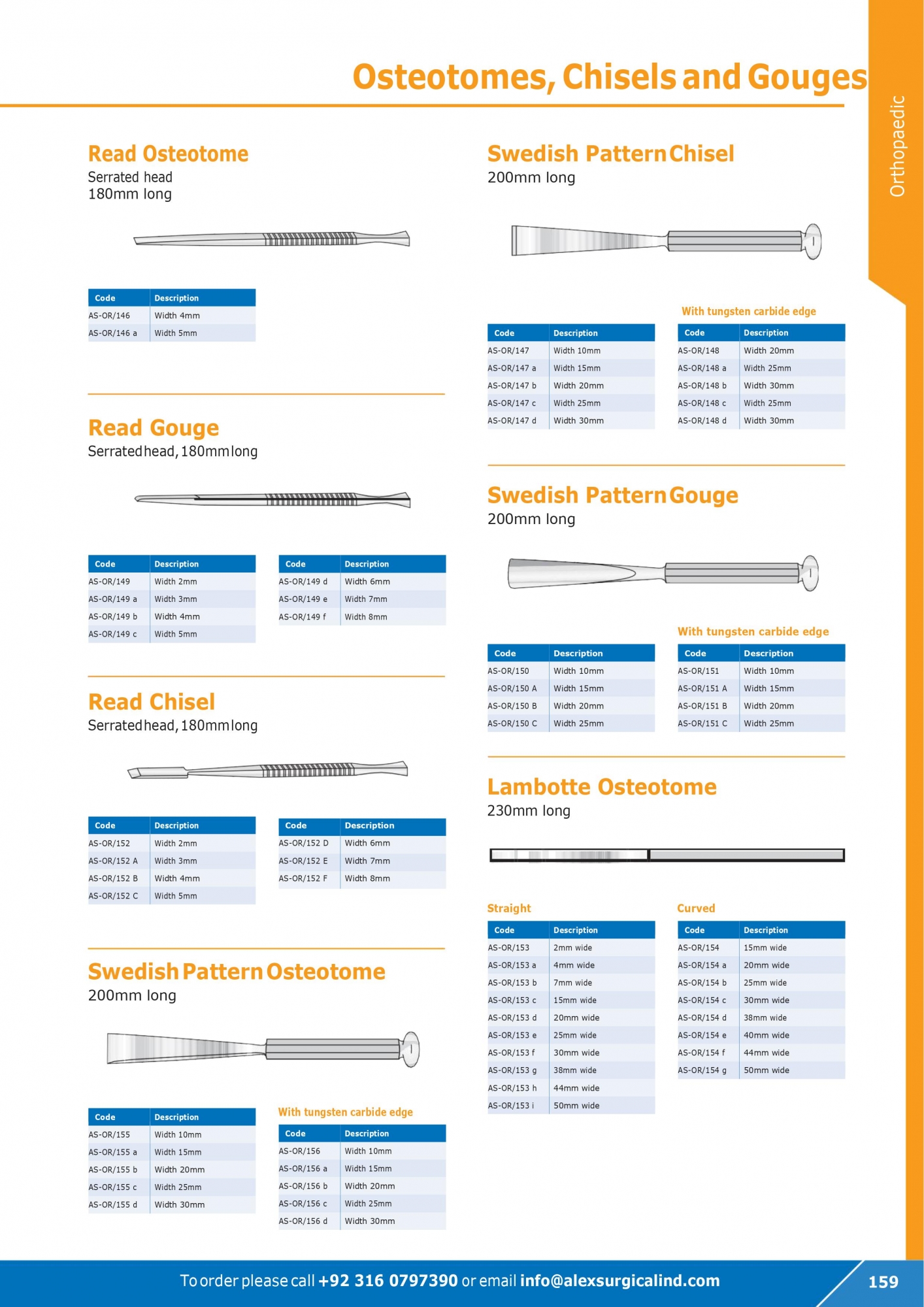Osteotomes, Chisels and Gouges